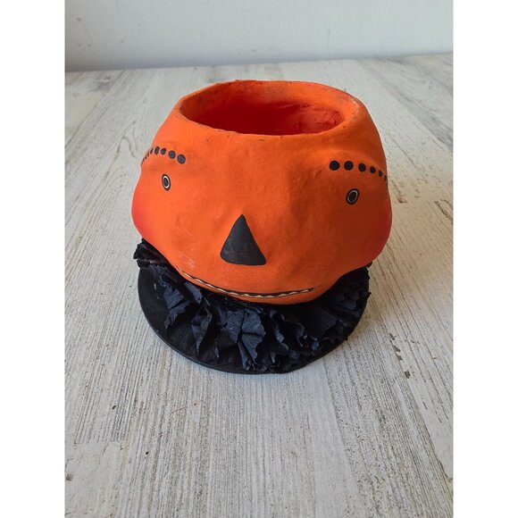 Vintage Bethany Lowe pumpkin basket jack-o'-lantern Halloween statue figurine sh - Picture 1 of 7